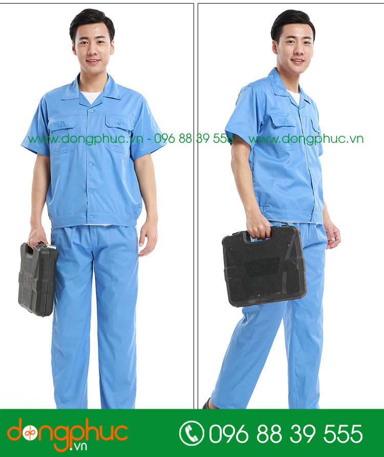 Mẫu bảo hộ màu xanh cộc tay